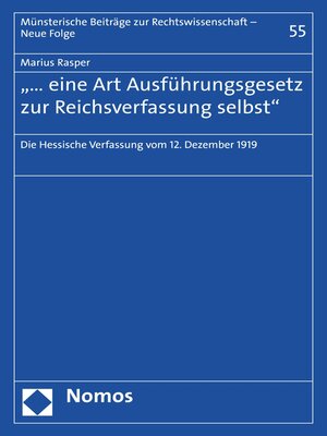 cover image of "... eine Art Ausführungsgesetz zur Reichsverfassung selbst"